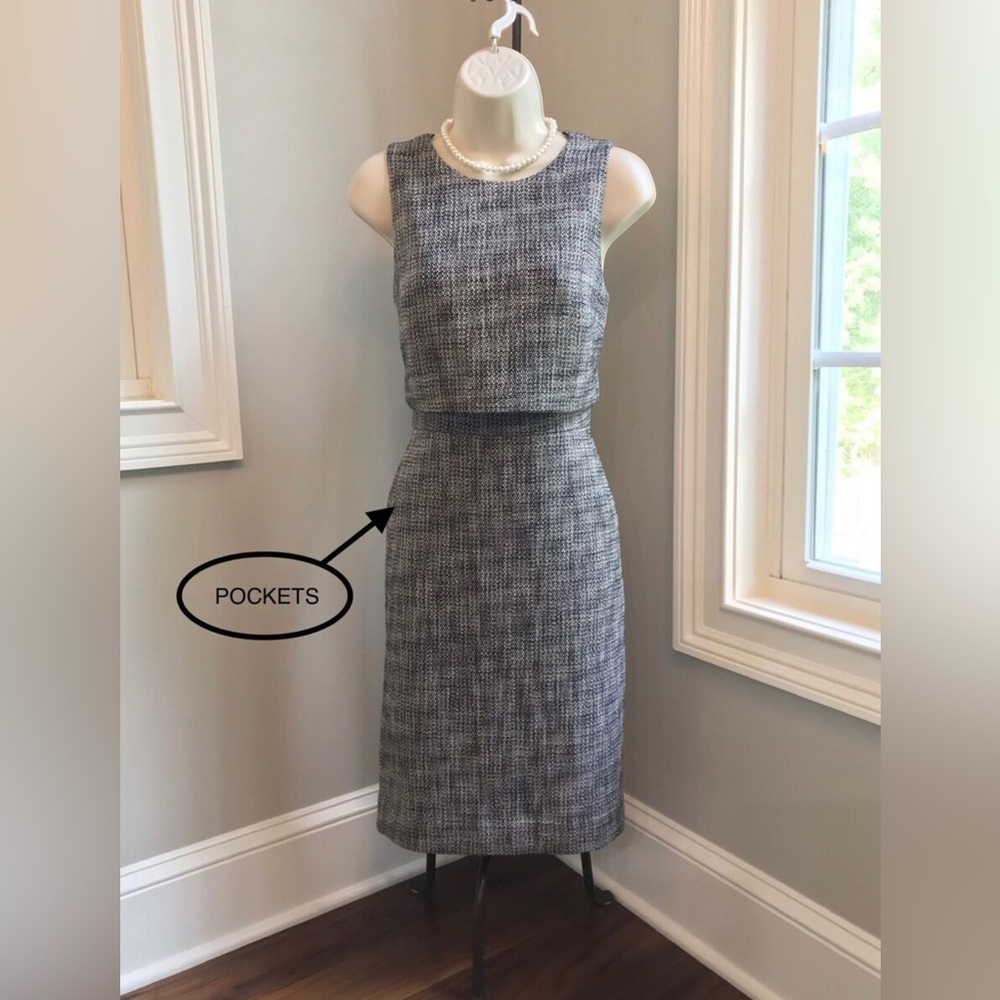 J Crew Black & White Going Places Tweed Sheath Dress Size 6